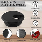 2 Inch(50mm) Desk Grommet, 13 Pieces Wire Grommet, Desk Hole Cover for Cables with Hole Saw,Plastic Cable Cord Wire Hole Cover for Desk, Table,Cabinet,Countertop and Other Furniture(Black)