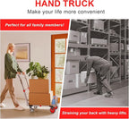 Upgraded 3 in 1 Aluminum Folding Hand Truck, 600lbs Capacity, Heavy Duty Convertible Dolly with Retractable Handle and 4 Rubber Wheels, Collapsible Cart for Moving Home, Office, Warehouse (Red)