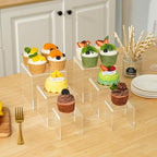 Fixwal 2 Set Acrylic Display Risers Cupcake Stands Clear Dessert Table Display Set, Display Shelf for Funko POP Figures-3"x4"x5"