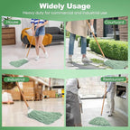 Matthew Cleaning Screw-on Heavy Duty Cotton Wet Mop Replacement Heads(Green, Large,6 Pack) with 2 Pack Microfiber Cloth for Residential & Commercial Floor Cleaning Use- Fit Standard American Screw