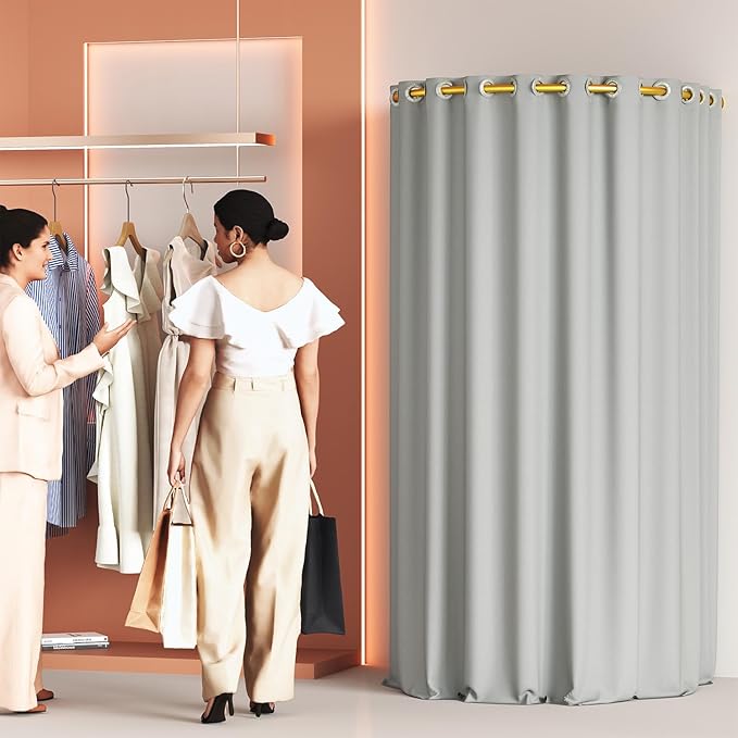 39.37 Inch Clothing Store Fitting Room, Portable Fittng Room for Boutique, Temporary U-shaped Dressing Room for Privacy Protection and Room Divider, Gray