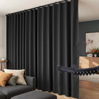 Room Divider Curtains Flexible Ceiling Tracks Set Curtain Track Ceiling Mount Blackout Curtain for Living Room Bedroom Ceiling Curtain Rod Privacy Dividers Panels W180 x H120 Black Drape & Black Rail