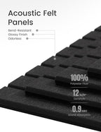 Large Felt Bulletin Board 48" X 36" Large Cork Board Alternative-12 Pack with 70 Safe Removable Adhesive Tabs, Cork Boards for Walls Cork Board for Home Office Classroom Pin Board (Black)