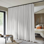 Room Divider Curtains Total Blackout Privacy Curtain Panel Room Thermal Insulated Noise Reduction Curtain for Bedroom Window Living Room Ceiling Track Curtains W 120 × H 96 in White.