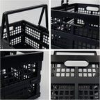 2 Pack Folding Plastic Crate, Collapsible Shopping Basket with Handles