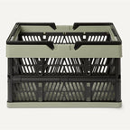 Amazon Basics Collapsible Plastic Grocery Shopping Baskets with Handles, 3 Pack, 6.6 gallon, Green