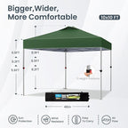 PHI VILLA 10x10 Pop Up Canopy Tent Easy Outdoor Sun Shade for Events Party Tent, 100 Sq. Ft of Shade, Green