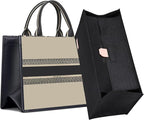 Doxo Purse Organizer Insert, Felt Bag Organizer Insert with Zipper, Tote Organizer Perfect for Lv Onthego MM & D Book Tote Medium (Black-With Cover)