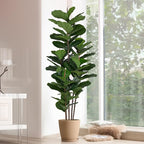 Faux Fiddle Leaf Fig Tree 6 FT - Artificial Ficus Tree with Tall Artificial Plants Large 69 Fiddle Leaves - Lifelike Fake Trees for Home Decor Living Room Indoor Outdoor