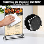 Acrylic Black Sign Holders 4x6, 12 Pack Wedding Black Table Number Holders, Double Sided Photo Display Picture Frame Paper Stand, Clear Flyer Stand Menu Holder for Wedding, Home, Party, Restaurant