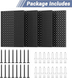 WALMANN 4-Pack 12"x16" Metal Pegboard Panels for Garage, Tool Organizer Pegboard for Pegboard Hooks - Compatible with 1/8" & 1/4" Hooks(Black)