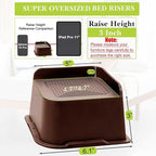 Bed Risers 1 inch, 2 inch, 3 inch, 4 inch, 6 inch, 8 inch Heavy Duty, Oversized Furniture Riser for Couch Sofa Table Chair Leg Frame Dorm, Support up to 6000 Lbs (Chocolat Brown 6 Pack, 3 inch)