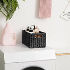 GRANNY SAYS Wicker Basket, Decorative Woven Baskets for Storage, Waterproof Storage Basket Organizer, Wicker Storage Basket for Organizing, 2-Pack, Black