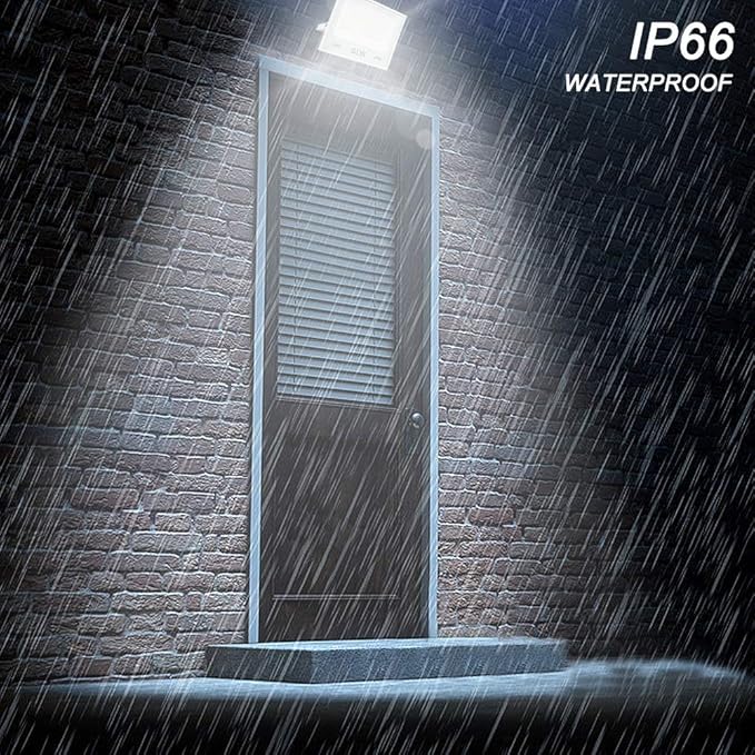 LED Flood Lights 60W 3 Pack, 6000lm Super Bright Floodlight IP66 Waterproof Outdoor Security Work Light with Plug, 6000K Daylight White Light for Garden Backyard Playground Yard Garage