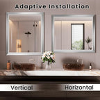 Amorho Bathroom Mirror, 40x38 Inch Silver Thick Metal Framed Wall Mirrors for Over Sink, Brushed Nickel Mirror Perfect for Bedroom, Living Room, Entryway, Rectangle (Horizontal/Vertical).