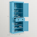 HOMCOM 72" Traditional Kitchen Pantry Cabinet, Freestanding Tall Storage Cabinet with 4 Doors, Drawer and 3 Adjustable Shelves for Dining Room, Dark Blue