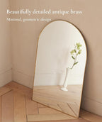FONDAZZA Gold Arched Wall Mirror 13”x19”-Vintage Hanging Mirror with Chain, Decorative Brass Mirror for Entryway, Bathroom, Bedroom&Living Room, Small Antique Gold Wall Mirror