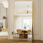 GLSLAND-38 x 77" Rectangular Full Length Mirror - Large Floor Mirrors Aluminum Alloy Frame Full Body Dressing Mirror for Bedroom, Living Room,Gold