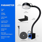 Magnetic Work Light, LED Machine Light, Work Light with Flexible & Magnetic Base, Shop Tool Lamp for Lathe, Work Bench, Sewing Machine, Bandsaw, Industrial Lighting, 2000 Lumens, Black