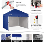 CROWN SHADES 10X10 Comercial Instant Canopy Pop Up Tent with Center Lock, 300D Fabric, 4 Sidewalls, Sto'N Go Bag, Navy Blue