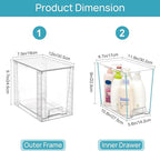 Vtopmart 2 Pack Clear Stackable Storage Drawers,9.7" High Plastic Organizers Bins for Skincare, Bathroom Supplies,Ideal for Cabinet,Undersink,Vanity,Kitchen,Pantry Organization