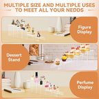 12 Pcs Small Size Acrylic Display Risers, 2 Sets Acrylic Risers Display Stands, 0.15" Thick Clear Shelf Riser, Risers Display Stands for Perfume, Dessert, Candy, Figure, Toys, Jewelry Showcase