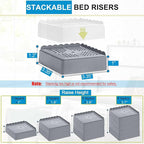 Bed Risers 1 inch, 2 inch, 3 inch, 4 inch Heavy Duty, Adjustable Furniture Riser for Table Desk Couch Sofa Chair Recliner Leg Frame Dorm, Stackable Bed Raisers Blocks (Grey 4 Pack, 1+1+1 inch)-1