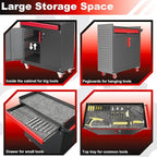 Metal Garage Storage Cabinet with Wheels,Lockable Storage Cabinets with Adjustable Shelf,Steel Tool Locker with Pegboard and Handle for Garage,Warehouse