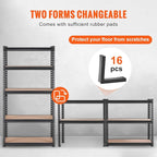 VEVOR Storage Shelving Unit, 5-Tier Adjustable, 2000 lbs Capacity, Heavy Duty Garage Shelves Metal Organizer Utility Rack, Black, 30" L x 12" W x 60" H for Kitchen Pantry Basement Bathroom Laundry