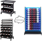 Pe&Hui Storage Organizer Bins,Wall Mount Storage Parts Rack,Stackable Shop Tool Bins for store Screws,Small Parts,Office Supplies and other Accessories (8Pack Blue&White) …