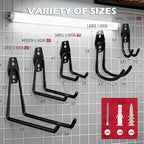 20 Pack Heavy Duty Garage Storage Hooks with Extension Cord Organizer, Solid Steel Wall Mount Hook Set with Anti-Slip Coating Utility J Hooks for Ladders,Bikes,Ropes,Broom,Garden,Yard and Power Tools