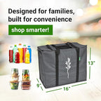 Green Bulldog 2Pack Insulated Grocery Bags – Foldable Reusable Cooler Bags with Handles for Everyday Use, Groceries, Food Delivery, and Shopping – 16”x9”x13”, Gray