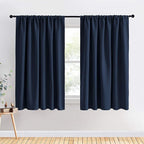 PONY DANCE Navy Blue Curtains - Blackout Window Drapes Thermal Insulated Draperies Energy Saving Covering for Bedroom Bay Windows, 70 Wide by 63 inch Drop, 2 Panels