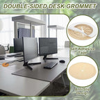 PATIKIL Desk Grommet 3-3/16", 4 Pcs Round Cable Grommet Cord Hole Cover with Adhesive Tape Flexible Table Wire Organizer for Office Home Table Countertop, Yellow