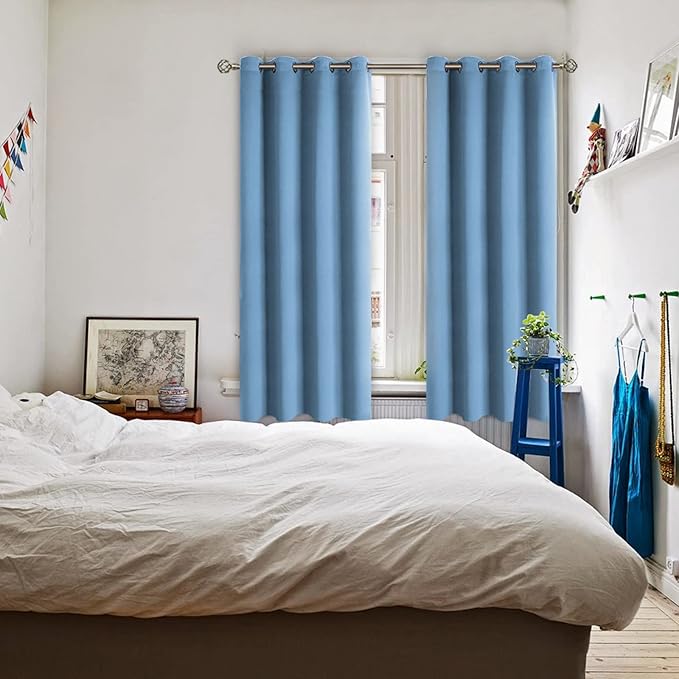 BGment Room Darkening Curtains 72 Inches Long - Grommet Thermal Insulated Drapes Window Treatment Curtains for Bedroom, 2 Panels, 52 x 72 Inch, Sky Blue