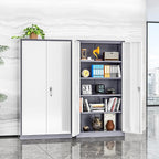INTERGREAT Metal Garage Storage Cabinet with Lock, 72" Storage Cabinet with Locking Doors and 4 Adjustable Shelves, Lockable Steel Tool Cabinet for Home Office, School, Double Grey