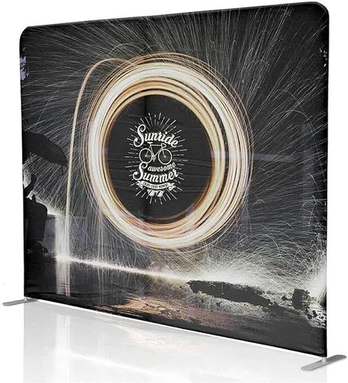 Custom Straight Tension Fabric Display Backdrop, Step and Repeat Backdrops for Events, Trade Show Display Backdrop Booth (Graphic with Stand, 8x8ft Double Sided Print)