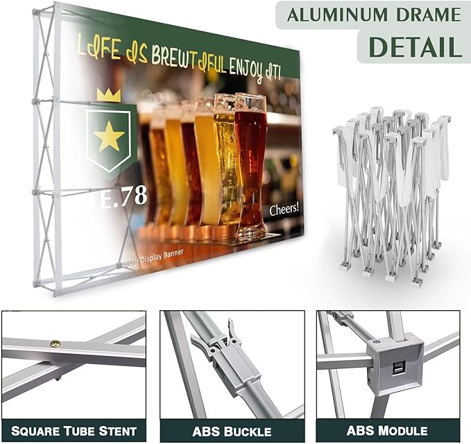 Fabric Pop Up Display Customized 7.5x12.5 FT Straight Trade Show Exhibit Booth Trade Show Backdrop Display Pop-Up Tension Fabric Displays