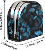 Collapsible Picnic Basket with Handle, Shopping Basket Aluminum Frame, Grocery Basket Tote for Women, Farmers Market Basket, Harvest Baskets Camping Travel Portable Beach Bag (Blue Butterfly)