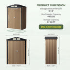 5x3 FT Outdoor Metal Storage Shed, Double Door, 1 Clear Window, Tool Shed for Garden, Patio, Backyard Brown