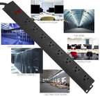 Metal 8 Outlet Mountable Power Strip, Wall Mount Outlet Heavy Duty, Wide Spaced Commercial Shop Power Strip with Switch, 3 FT SJT 14AWG Power Cord.(3FT)