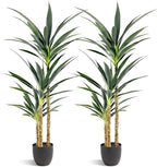 Artificial Tree 4.7Ft Faux Agave Plant with 3 Heads in Plastic Pot Fake Tree for Home Decor Indoor or Outdoor Office Decoration Housewarming Gift (4.7 Feet-2 Pack)