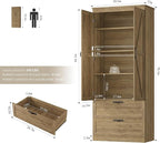 HOSTACK 70" Tall Kitchen Pantry Storage, Barn Doors Pantry Cabinet with Drawers and Adjustable Shelf, Modern Farmhouse Storage Cabinet for Kitchen, Dining Room, Living Room, Bathroom, Rustic Brown