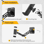 Bimo Tablet Wall Mount Holder for 4.7-15.6 inch, iPad Wall Mount Holder with Arm & Adjustable Rotating Base Compatible with iPad, Tablet Devices