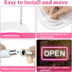 inShareplus 22.8"x 11.8" Open Sign, Super Bright Open Signs for Business, Neon Open Sign with ON/OFF Switch adapter, Electric Light up Sign for Stores, Restaurants Window (Pink&White Horizontal)