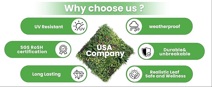 Artificial Grass Wall Panels for Indoor Outdoor, 16 Pack 20"x20" (44.53 Sq.Ft), Boxwood Panels, Greenery Backdrop for Home & Event Decor for Wedding with DIY Vine, Violet Flower, Light Strip