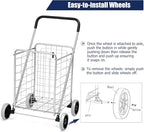 Goplus Shopping Carts for Groceries, Heavy Duty Folding Shopping Cart with Wheels, Portable Collapsible Grocery Cart, Light Weight Foldable Utility Cart for Laundry Silver