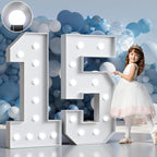 Marquee Numbers 4 Feet Tall Big Light Up Numbers 15th Happy Birthday Decorations Girl Boy White Anniversary Party Decor Large Cardboard Prop Backdrop Sign 15