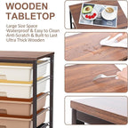 Rolling Carts with Wheels,Utility Cart with 8 Drawers and Wooden Tabletop,Rolling Drawer Cart,Plastic Drawer Storage for Living Room,Classroom,Bedroom,Bathroom,Dorm,Office,Brown