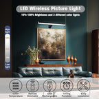 Wireless Picture Lights, 22inch Rechargeable Battery Operated Art Display Light with Remote Control, Over Mirror Magnet Vanity Lighting for Picture Frame Bathroom